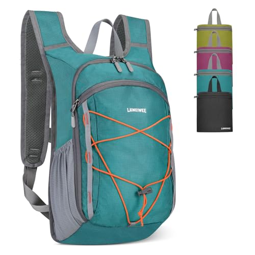 LAIMEIWEE Wanderrucksack Klein 13L Faltbarer Rucksack Damen Herren Tagesrucksack Daypack Ultraleicht Trekkingrucksack Reiserucksack Packable Hiking Backpack für Outdoor Wandern Reisen Petrol