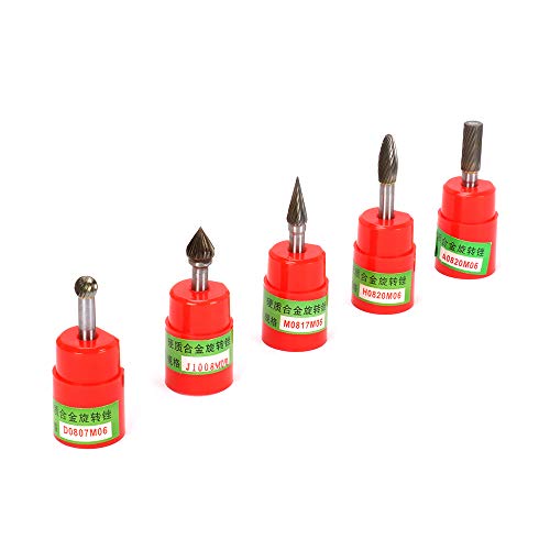 Set de 5 fresas de carburo sólido de acero tungsteno 1/4" miniatura 1