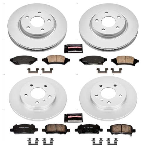 Image of PowerStop Front and Rear Brake Kit for Pontiac Grand Prix 2004 - Fully-Coated Disc Rotors with Z17 Ceramic Brake Pads Replacement, CRK1587
