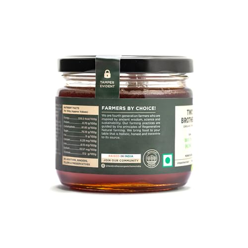 Image of Two Brothers Organic Farms Indian Berry Honey, Raw Mono-Floral Unfiltered (350 g) | Rich in Pollen, Beeswax & Propolis | Immunity-Boosting, Antioxidant-Rich | 100% Natural & Pure