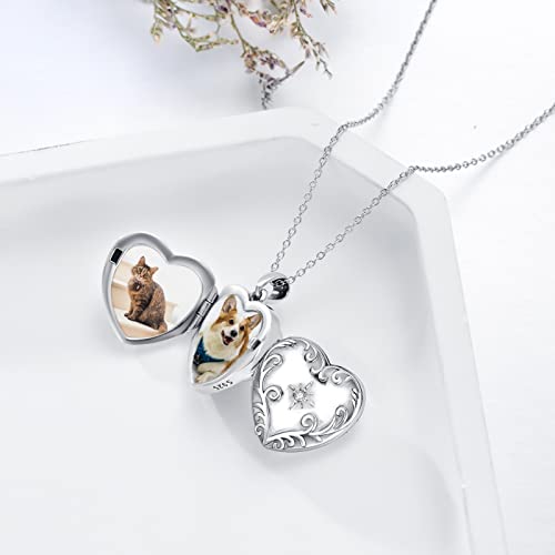 Bethza Diamond Heart Locket Necklace Sterling Silver That Holds 4 Pictures 0.035Ct Diamond Photo Pendant Necklaces For Women Mother #TOP3