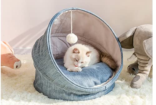 Manobeli Cat Bed 2 in 1 fold able Cave Bed Folding Tent For Puppies Kitten Dogs Cat Calm Deep Sleeping Beds Soft Plush Cushion Dog Sofa House