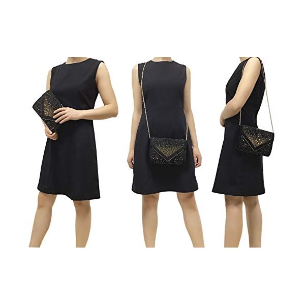 CHARMING TAILOR Envelope Purse Formal Faux Suede Clutch Rhinestone Evening Bag for Women Party Handbag - Image 8