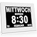 Produktbild Digital Wecker 8 Zoll mit Digital Kalender Tag Uhr, 8 Zoll Groß Tischuhr/Wanduhr/Standuhr , Seniorenuhr mit Wochentag und Datum, Digitale Uhr für Senioren ,Sehschwache & Demenzkranke (z.B Alzheimer)
