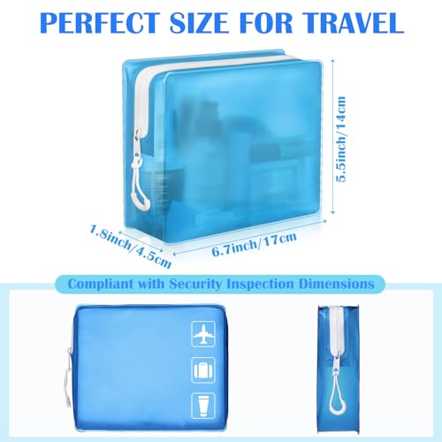 8 Pack TSA Approved Travel Toiletry Bags Frosted Translucent Leak-proof Cosmetic Makeup Bags for Women Men Travel Organizer Airport Security(Blue,6.7 x 5.5 x 1.8 Inch)2