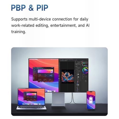 Image of PD2706Ultra 27 Inch 4K Computer Monitor, UHD 4K Professional Gaming Monitor, 144Hz IPS 1ms, 99% DCI-P3 Color Gamut, 3000:1, Height Adjustable Stand, DP HDMI USB-C 65W for PC （8 Interfaces）