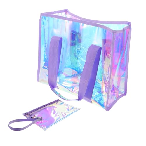 Beaupretty 1set Extra Large Beach Tote Bag for Women Iridescent Organizer Pouch Versatile Travel and Shopping for Beach Trips