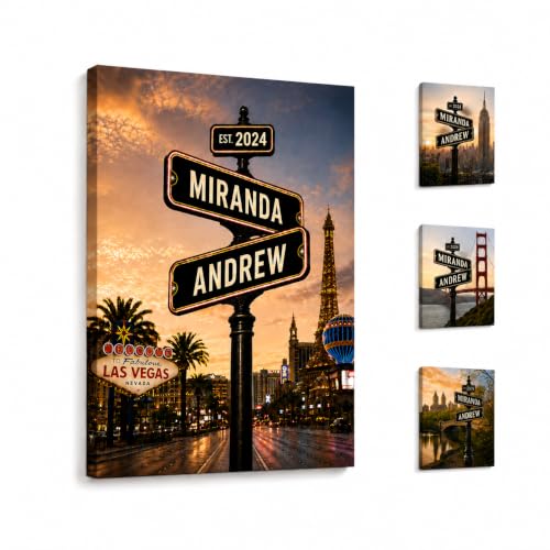 TWING Personalized City Sign Canvas for Couples 16x20 Inch