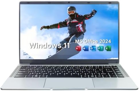 （17:30時点） ESBOOKノートパソコン 【MS Office 2024搭載 &Windows 11 Pro】14インチIPS液晶/1920×1080FHDディスプレイ カメラ付き/薄型PCノート高性能CPU/初期設定不要/8Gメモリ/無線LAN/大容量SSD/初心者向け・パソコンノート/日本語キーボードフィルム付き/ワイヤレスマウス付き(256G SSD, シルバー)
