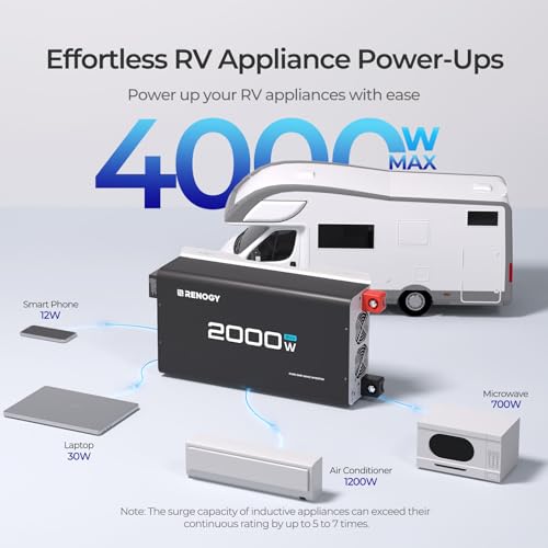 Renogy 2000W Pure Sine Wave Inverter 24V DC to 120V AC for RV Truck Home - image 3
