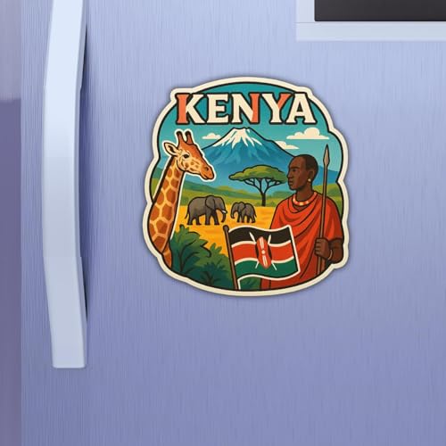 Image of Zesta Wooden Fridge Magnets Set | Refrigerator Decor Magnets for Kitchen | India Souvenir Fridge Magnet Collection | Wooden Magnet for Fridge Door Decoration (Kenya)