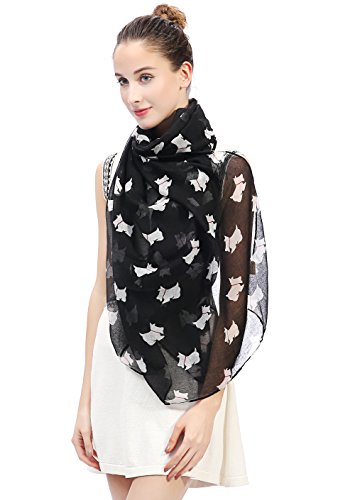 Scottish Terrier Scottie Dog Print Women's Scarf Shawl Wrap Lightweight3