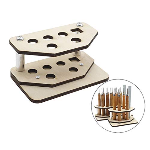 Baoblaze Suporte De Madeira Rack 6 Slots Leathercrafts Tool Rack De Suporte De Ferramenta Para Bits