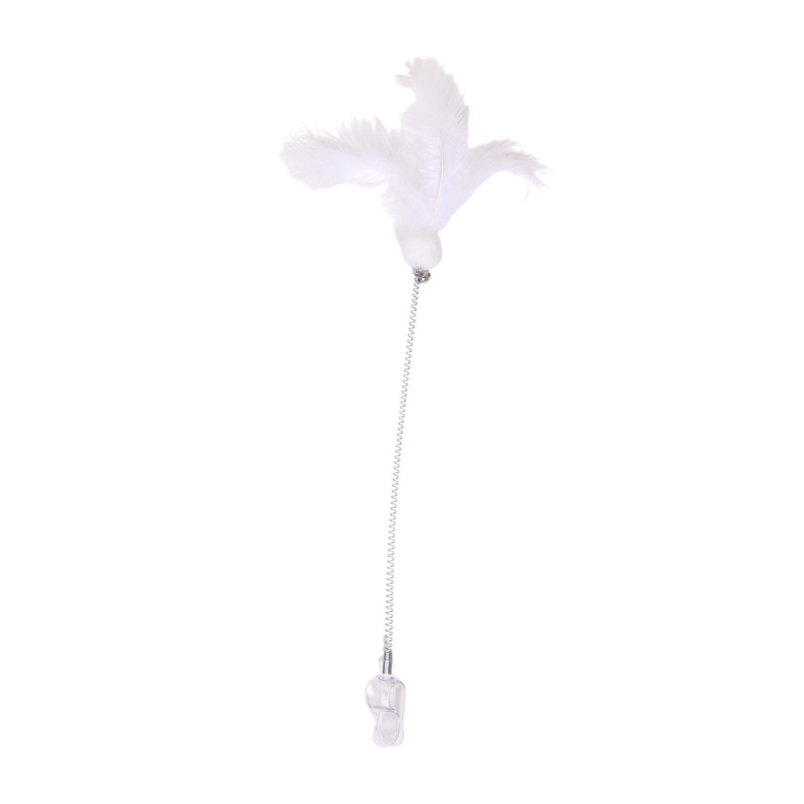 Juguete interactivo para gatos JWQFBC portátil blanco con plumas para ejercitar las patas