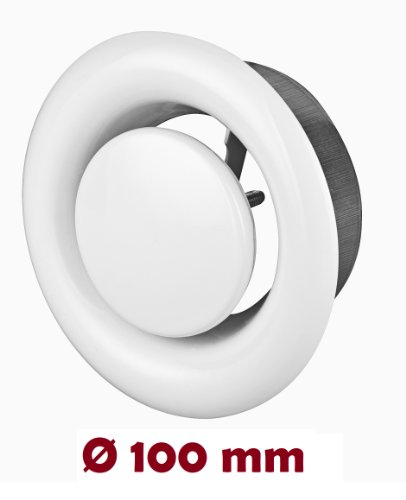 Bouche aération 100mm acier blanc pour insufflation et extraction d'air VMC