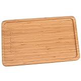 Bamboo Rectangular Serving Tray, Engraved LOVE FOOD LOVE LIFE 16 x 10 Inch Food Tray, Serving Platters for Coffee Wine Cocktail Fruit Meals