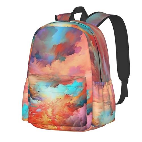 Travel Backpack for Women Men Colorful Clouds Casual Daypack Large Capacity Nurse Bag