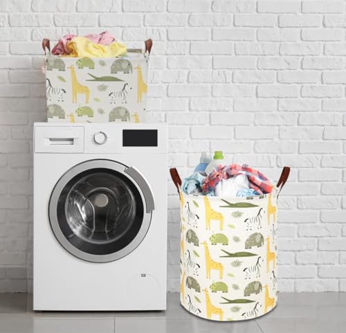 Image of NTAOHAMPER Kids Laundry Hamper, Green Laundry Basket, Baby Nursery Hamper, Waterproof Storage Bin, Clothes Organizer Basket, Room Decor(Green Animal)