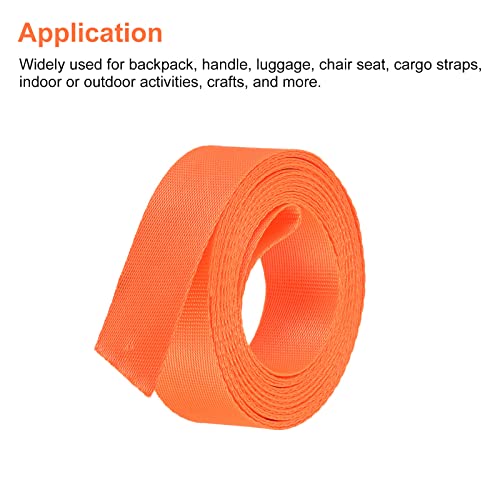 Image of MECCANIXITY Flat Nylon Webbing Strap 1 Inch 4 Yards Bright Orange for Backpack Cargo Strap Luggage-rack