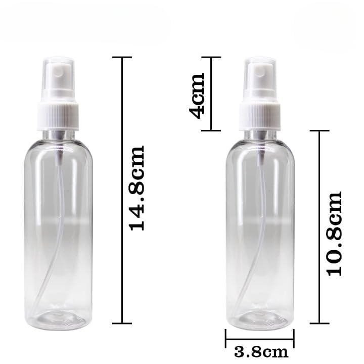 Image of Mist Spray Bottle 100 ml Transparent Plastic Empty Refillable Reusable Fine Mist Spray Bottle Container For Sanitizer, Perfume, Rose Water, Travel, Home Care, Other Diy (Pack of 6)