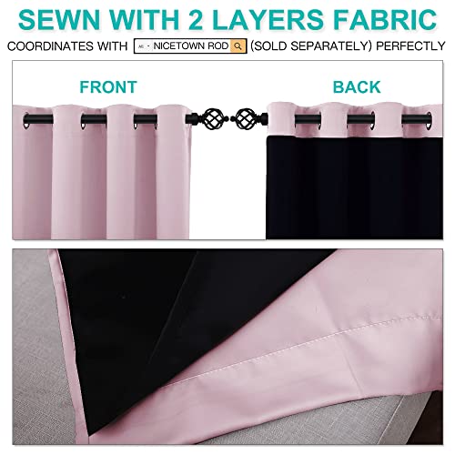 Image of NICETOWN Room Warming Curtains, 100% Blackout Curtains 54 inches Long, 2 Thick Layers Completely Blocking Out All Light Lined Drapes for Small Window (Lavender Pink, 1 Pair, 52 inch Width Each Panel)