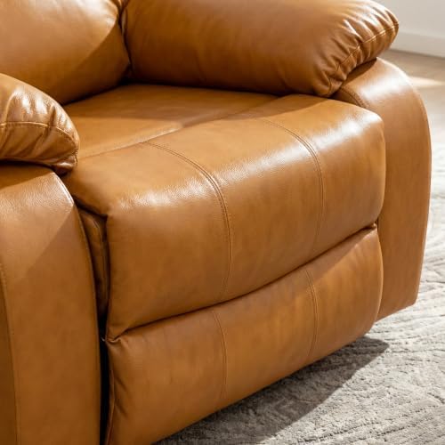 Image of Leather Manual Single Recliner Chair for Living Room, Orange