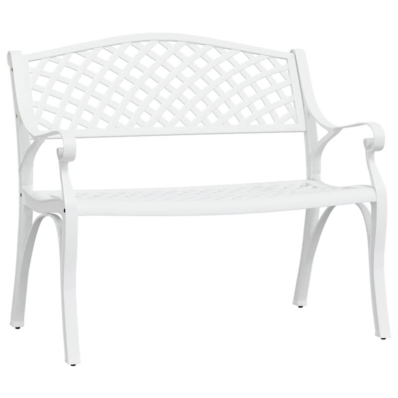 Eleganz Panchina da giardino 102 cm in alluminio pressofuso e ghisa Bianco