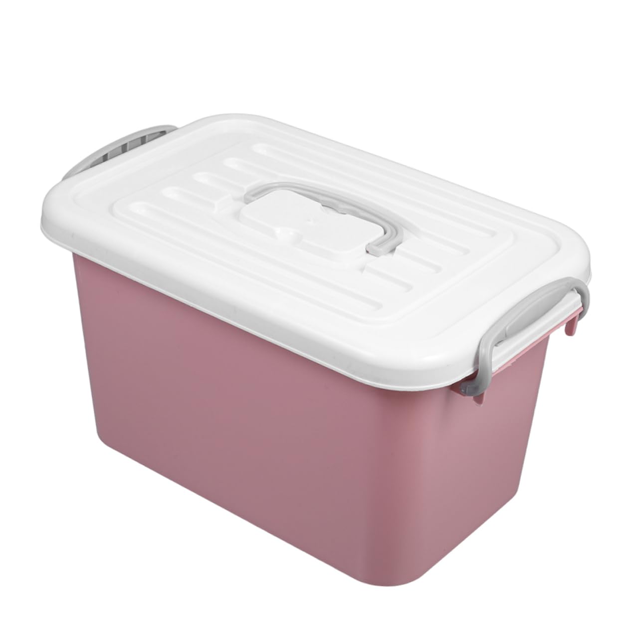 Caja de Almacenaje de Plástico Tapa, 30l, Pp Rosa para Escritorio y Hogar