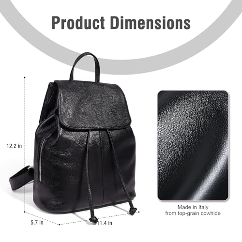 Image of BOYATU Leather Backpack Purse for Women Fashion Design Ladies Shoulder Bag | Full-Grain Leather | Work Commuter & City Travel | Fashion RFID Pocket Bag | Compact Everyday Essentials (Black)