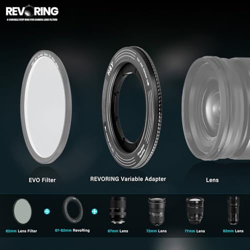 H&Y Step-Up Rings Adapter Variable Step Up Ring Lens Filter Adapter Rings Stepping Up Ring 67-82mm to 82mm Dark Grey, RevoRing Series