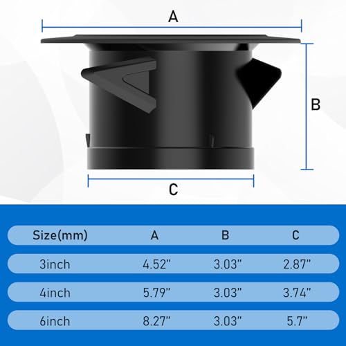 Image of Hon&Guan Soffit Vent 4 Inch with Built-in Fly Screen for Home, Black 1 Pack