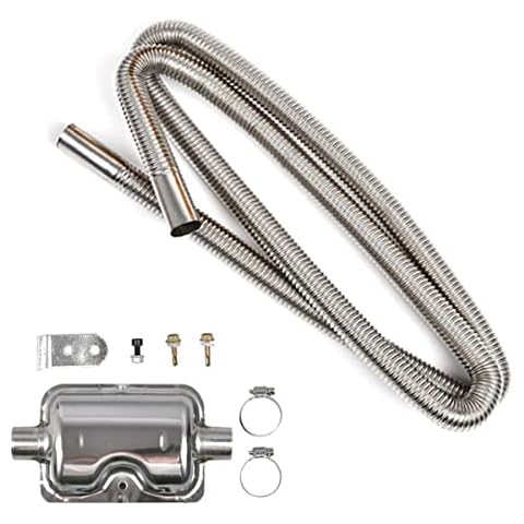 Exhaust Hose for Generator, 300CM Exhaust Hose Muffler Set 25mm Auxiliary Heater Exhaust Muffler Car Stainless Steel Exhaust Pipe with Two Stainless Steel Clamps for Diesel Heater (300CM) Cover