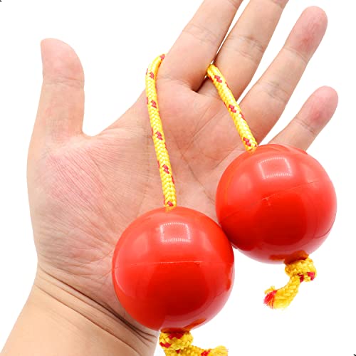 Image of 2 Pair Aslatuas Rhythmic Ball,Kashaka Instrument,Music Egg Shaker, Double Gourd Percussion,Asalato Fingertip Drum Balls,African Shaker Rattle,Red