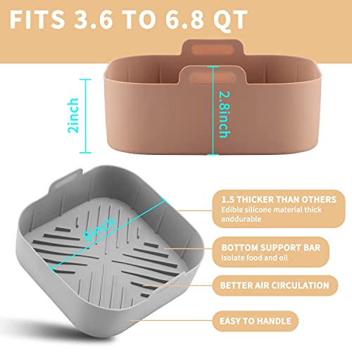 image for Eslotre Air Fryer Silicone Liners with Handle-2Pcs Air Fryer Silicone 
