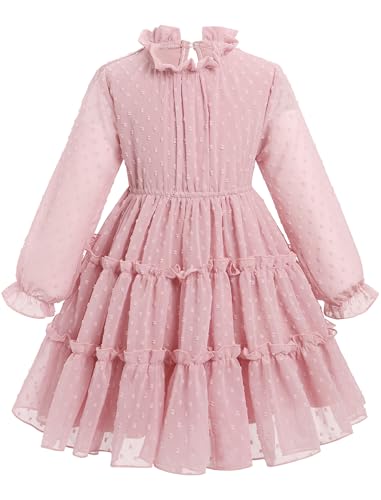 Odizli Kleid M�dchen Kinder Langarm Schweizer Punkt Chiffon...