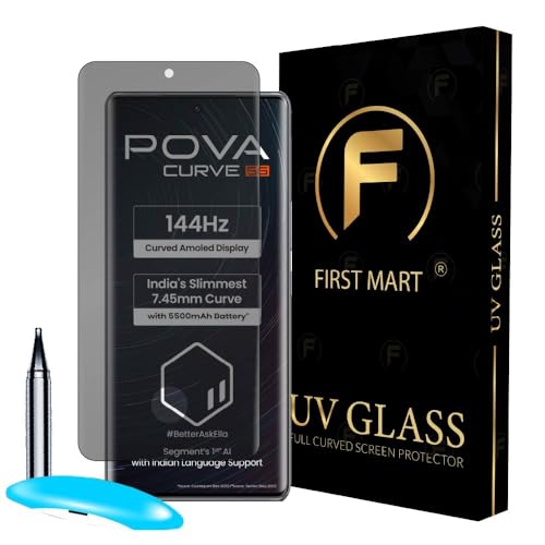 Image of FIRST MART Military-Grade Privacy Tempered Glass for Tecno Pova Curve - 9H Hardness, Edge to Edge, Bubble-Free, Anti-Spy, Anti Peeping [1 Pack]