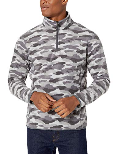 Amazon Essentials Men's Quarter-Zip Polar Fleece Jacket, Grey Camo, Small