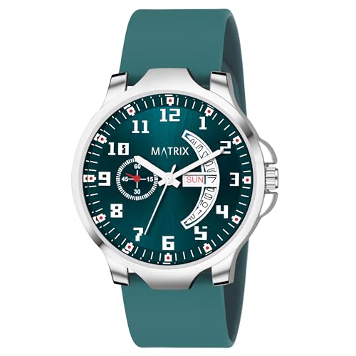Matrix Classic 2.0 Day & Date Analog Watch with Softest Silicone Strap for Men & Boys (Teal) - Image 4