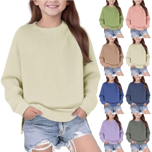 Girls Boys High Low Split Side Crewneck Sweatshirt Long Sleeve Loose T-Shirts Kids Winter Casual Tee Tops for 5-14 Years2