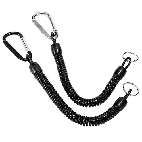 Preisvergleich Produktbild Wagners - Mode Spiral Schlüsselanhänger - Elastischer Schlüsselanhänger mit Karabinerhaken und Schlüsselöse im Set (Silber / schwarz)