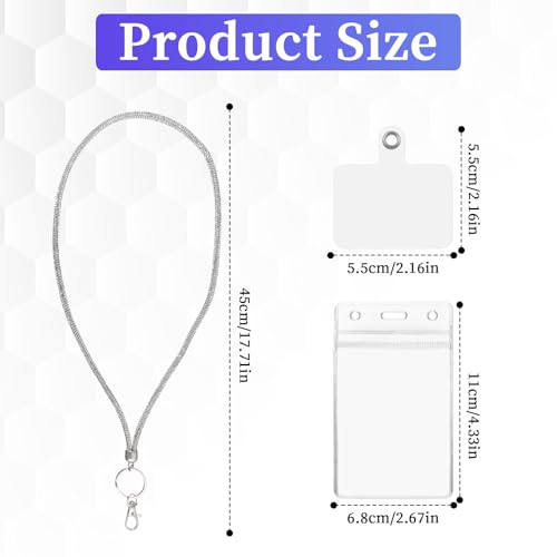 Silver Rhinestone Sparkly Lanyard for Women Crystal Lanyards for Neck Badge Personalised Lanyard with Card Holder for ID Card Holder Keys - Image 2