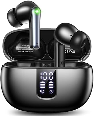Nequga Wireless Earbuds Bluetooth Headphones, 48H Playtime Ear Buds with Mic and LED Digital Display Charging Case, IPX7 Waterproof in-Ear Earphone for iPhone Andriod Phone