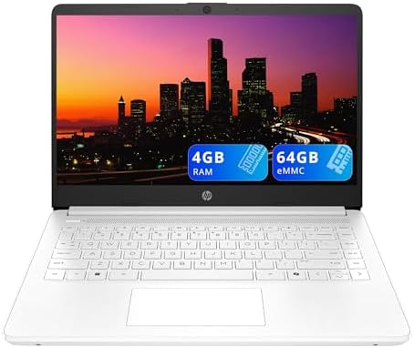 HP 14″ HD Student Laptop, Intel Celeron N4500, 4GB DDR4 RAM, 64GB eMMC, Intel UHD Graphics, 720p HD Camera, Copilot, Fast Charge, Wi-Fi 6, Windows 11S, White (Renewed) HP 14″ HD Student Laptop, Intel Celeron N4500, 4GB DDR4 RAM, 64GB eMMC, Intel UHD Graphics, 720p HD Camera, Copilot, Fast Charge, Wi-Fi 6, Windows 11S, White (Renewed)