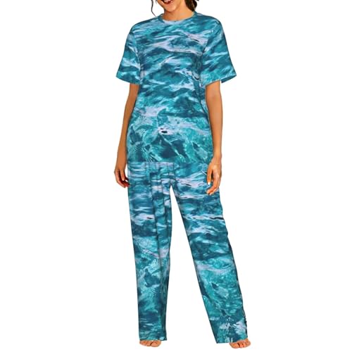 Pyjama court imprimé mer femme : ensemble de nuit léger et respirant