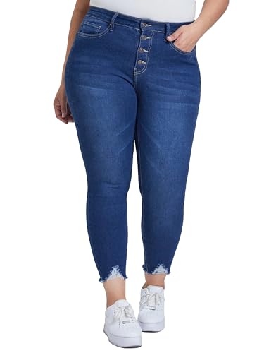Royalty For Me Womens Women's Plus Size Sustainable Button Fly Skinny Jeans - Main Image