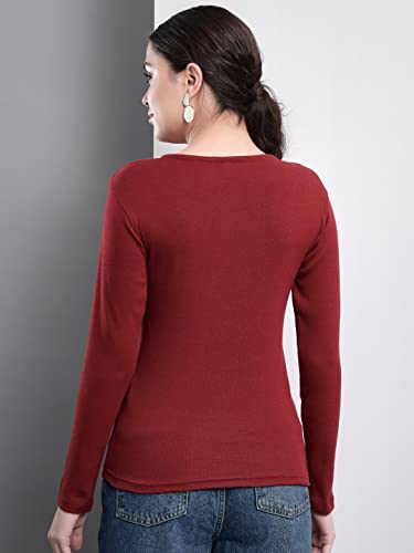 Image of Q - RIOUS Women's Solid Full Sleeve Scoop Neck Top