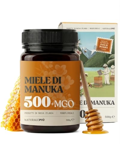 NaturalePiù Miele di Manuka 500+ MGO 500g. Dalla Nuova Zelanda.