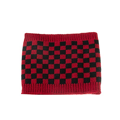 DERCLIVE Ouder-kind geruite hoed sjaal set, 2 stuks winter kerst warme gebreide pom hoed sjaal set voor mannen vrouwen - Afbeelding 3