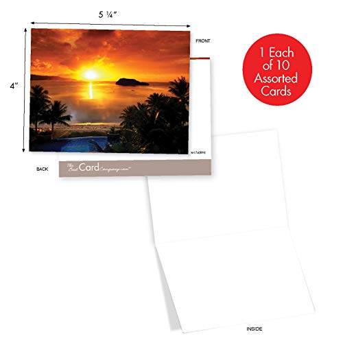 The Best Card Company - Box Of 10 All Occasion Cards Blank (4 X 5.12 Inch) - Scenic Landscape Cards Assorted - Sun Settings M1740Bn #TOP1