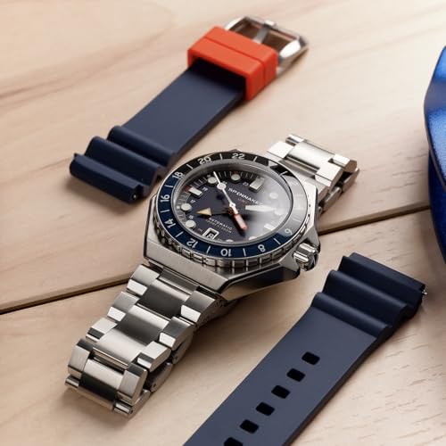 Image of Spinnaker Dumas Men's Automatic GMT Dive Watch - Seiko NH34 Movement, 44mm Stainless Steel Case, Water Resistant 300m, Stainless Steel Bracelet, SP-5119